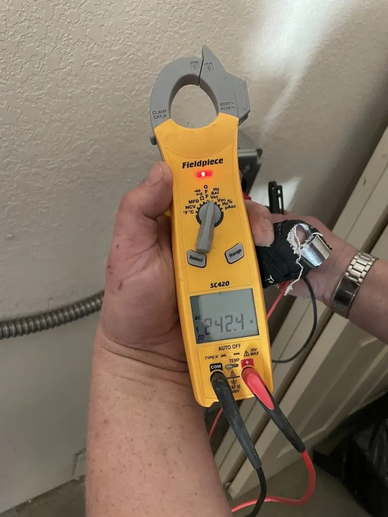 Voltage testing with clamp meter during Generator Installation in Ashland